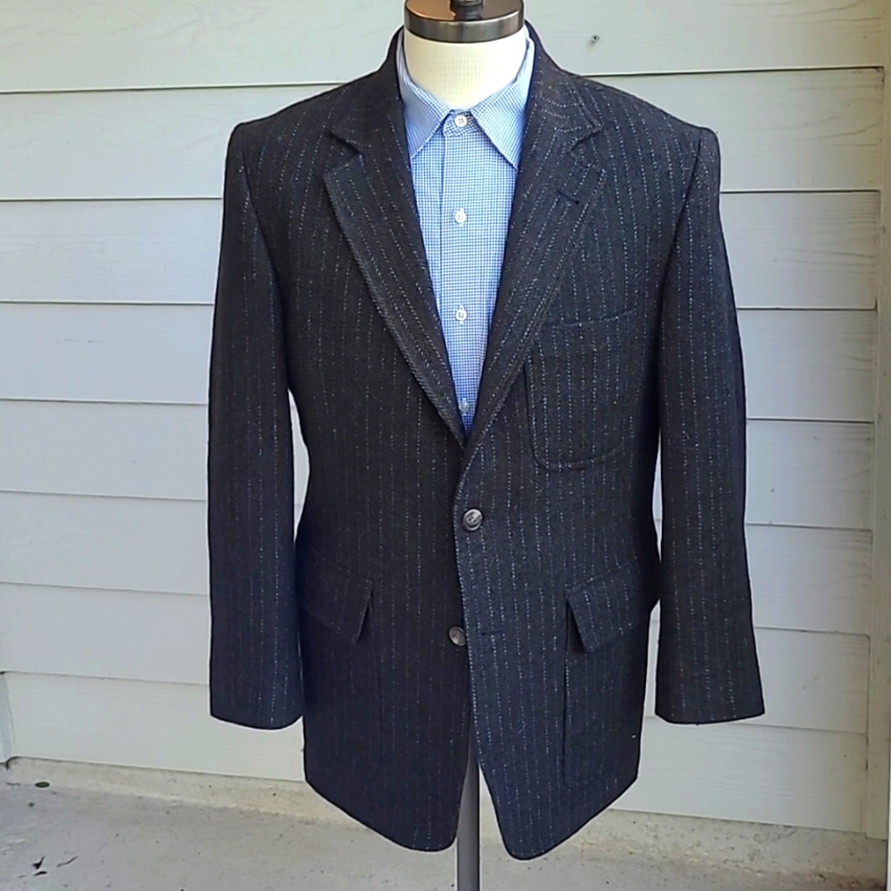 CRITTENDEN Sport Dark Brown Weave Striped‎ JAMIESONS TWEED Wool 42 R Sport Coat